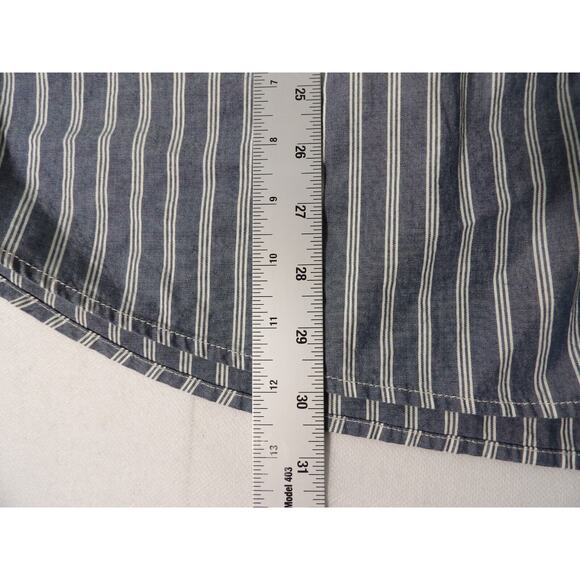 Eddie Bauer Mens Shirt XXLT Tall Oxford Blue White Stripe Classic Fit 90s Dad - Picture 8 of 12